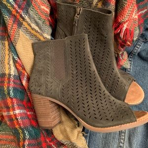 TOMS Olive Suede Perforated Booties Size 9
